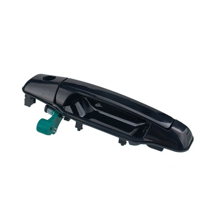 Black front left exterior door handle with integrated mounting bracket and pins