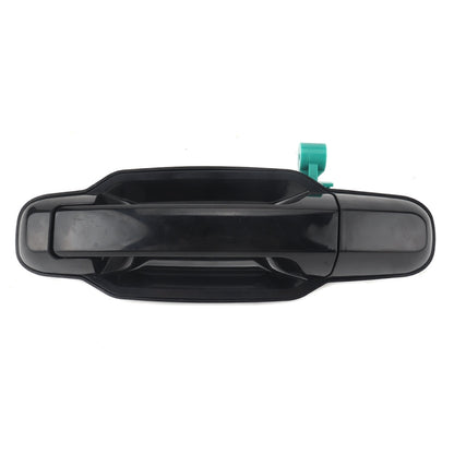 Left rear outside door handle, black plastic with tinted bezel, left side