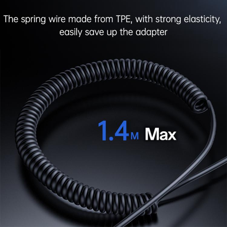 Yesido YAU82 coiled TPE spring cable, black, for 3.5mm AUX Bluetooth audio