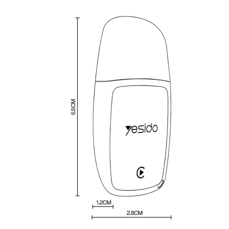 Wireless CarPlay converter device with yesido logo, compact USB dongle, status button