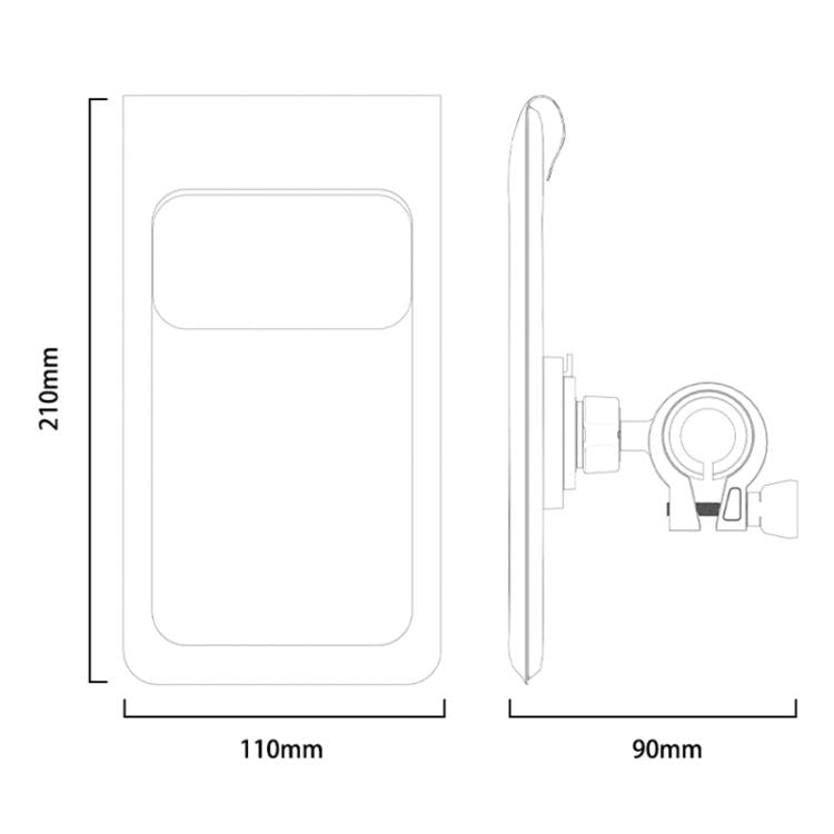 Double-layer sealed waterproof cycling phone holder, clear window, 110×210 mm