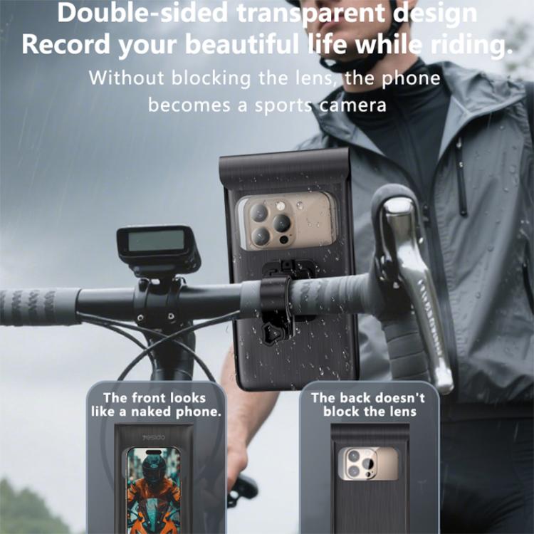Double-sided transparent waterproof phone bag with bike handlebar mount bracket