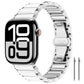 Silver and white stainless steel watch band with folding clasp and watch