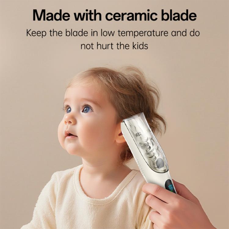 Yesido MG19 ceramic-blade baby hair clipper held near a child’s head.