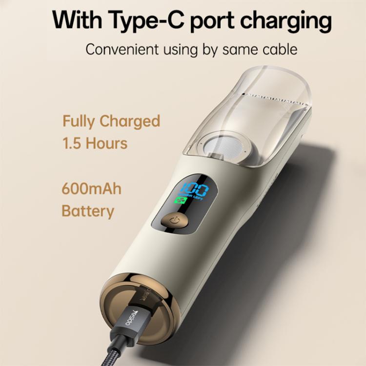 Yesido MG19 cordless hair clipper with Type-C charging port and LED power screen.