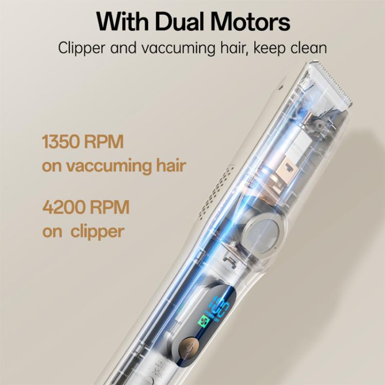Yesido MG19 clear vacuum-and-clipping dual-motor hair clipper body with blue light.