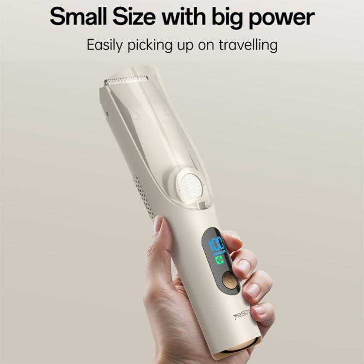 Yesido MG19 compact baby hair clipper with LED display, shown in hand.