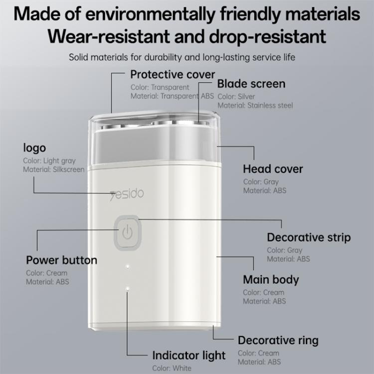 Portable electric shaver with protective cover, power button and indicator light, cream body