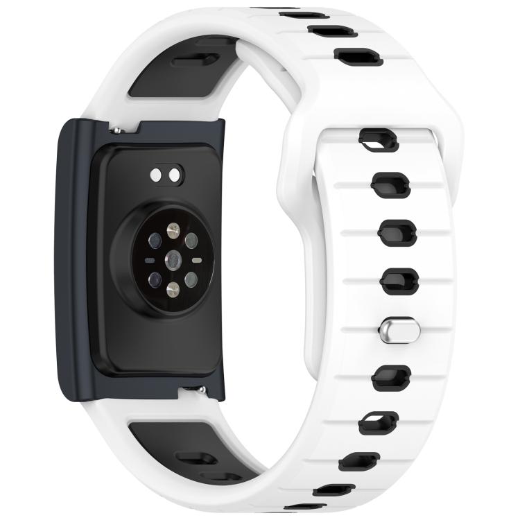 Horizontal Stripes Reverse Buckle Two Color Silicone Watch Band, For Amazfit Helio Strap