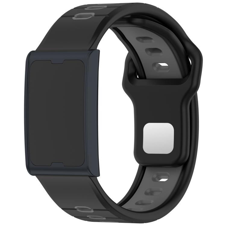 Horizontal Stripes Reverse Buckle Two Color Silicone Watch Band, For Amazfit Helio Strap