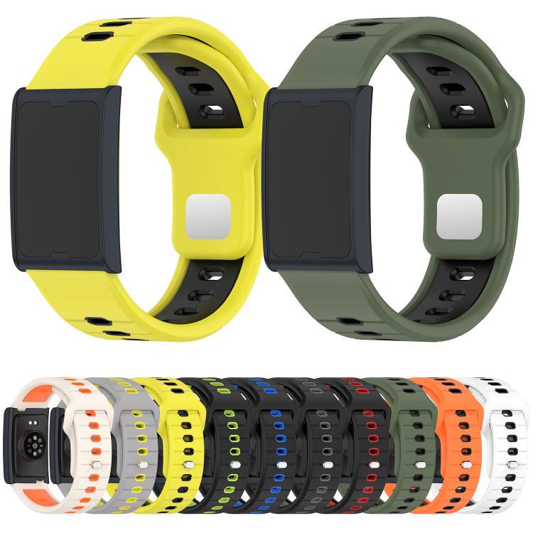 Horizontal Stripes Reverse Buckle Two Color Silicone Watch Band, For Amazfit Helio Strap