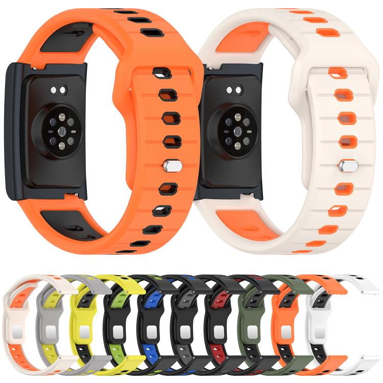Horizontal Stripes Reverse Buckle Two Color Silicone Watch Band, For Amazfit Helio Strap