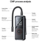 Cordless tire inflator with LED screen, control dial, and flexible hose