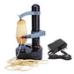 Black electric peeler base with power adapter and vegetable spiral shavings