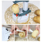 Electric vegetable peeler showing potato peeling and removed skin pieces