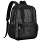 Black mesh double-shoulder backpack with side strap and front zip pocket