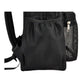 Black mesh double-shoulder backpack back panel with zip pocket and carry strap