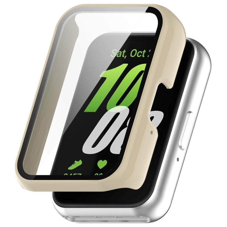 Ivory watch case with integrated screen protector, shown fitted over a smartwatch