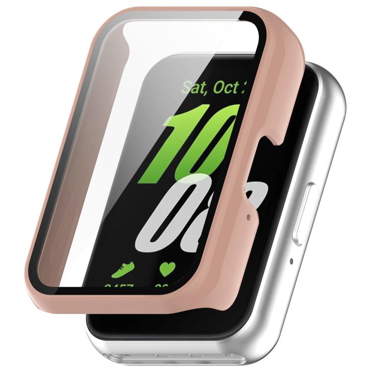 Rose pink protective watch case with integrated screen protector