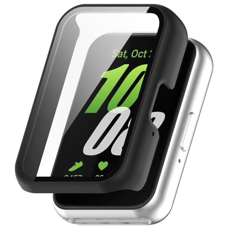 Matte black watch protective case with tempered glass screen cover
