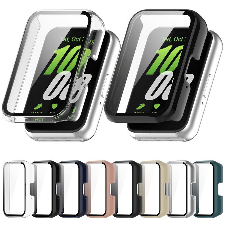 Watch protective case with tempered glass screen cover, shown in several colors