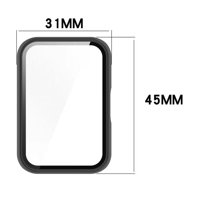 Black watch protective case with tempered glass screen cover, 31 by 45 mm
