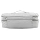 Light gray fold-top storage bag with top handle and dual zipper closure