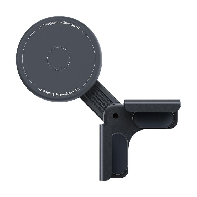 Black round magnetic phone navigation mount with black grip and adjustable arm