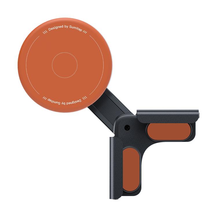 Orange round magnetic phone navigation mount with black grip and adjustable arm