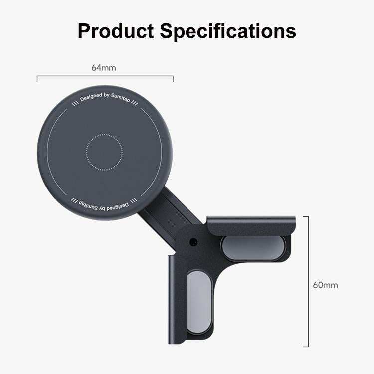 Black round magnetic phone navigation mount with adjustable arm