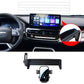 Black car phone holder mount cradle on dashboard with extension arm, highlighted