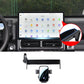 Black car phone holder mount cradle on dashboard with extension arm, highlighted