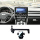 Black car phone holder mount with extension arm and cradle on dashboard center area