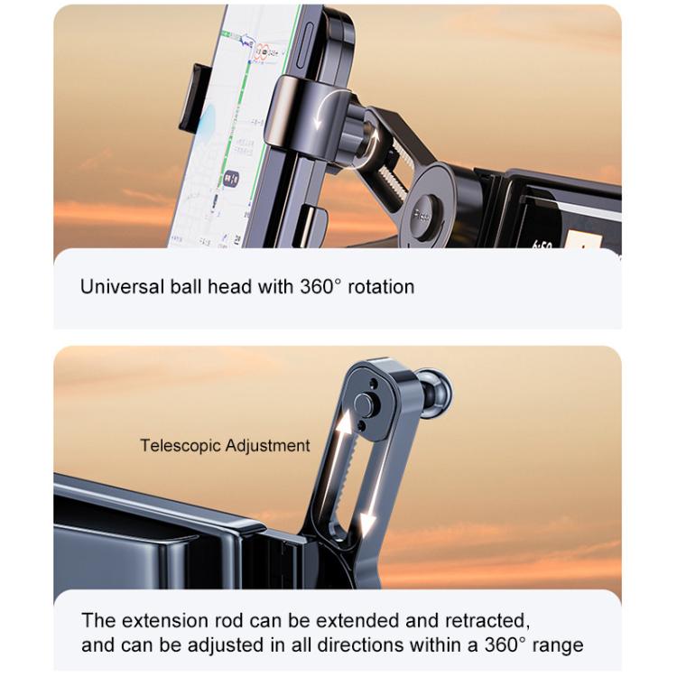 Universal ball-head phone holder mount with 360° rotation and telescopic adjustment
