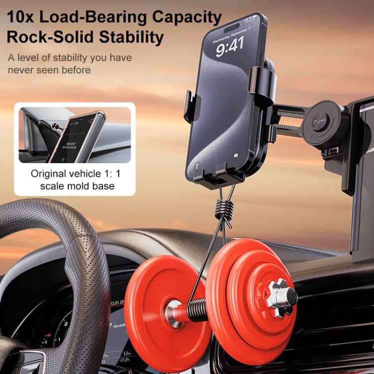 Car phone holder mount with large suction base and rotating arm, black and red