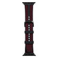 Red-accented hybrid nylon and silicone watch band with buckle and adjustment holes