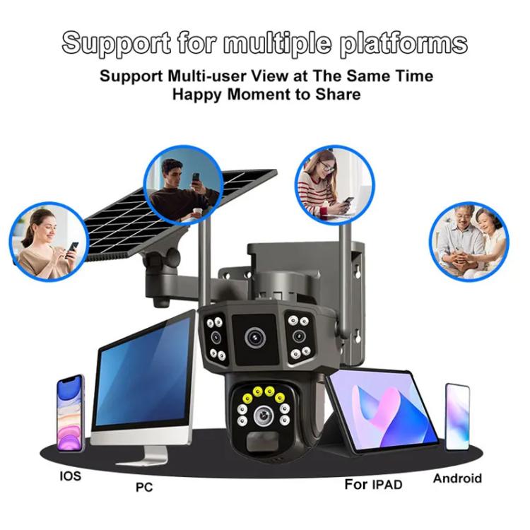 V380 Pro 3MP Panoramic Dual Lens Wireless WiFi Solar Powered Surveillance Camera