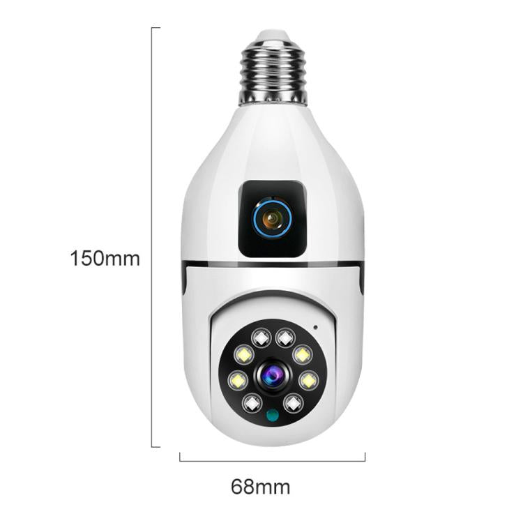 White PTZ bulb camera with E27 screw base and dual lens module