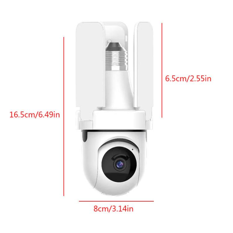 White bulb-style WiFi surveillance camera with side profile and front lens