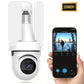 White bulb-style WiFi surveillance camera with 1080P indicator and smartphone control app