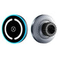Black and grey wireless car charger disc with blue LED ring and charging face