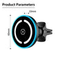 Black magnetic car wireless charger with blue LED ring and 60mm disc size