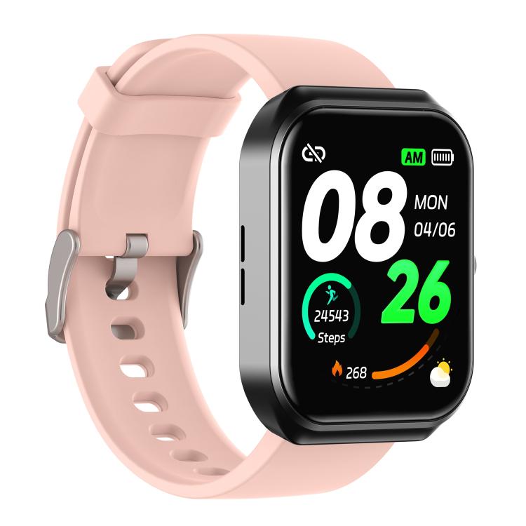 CX2 smart watch with pale pink silicone strap, shown from the opposite side