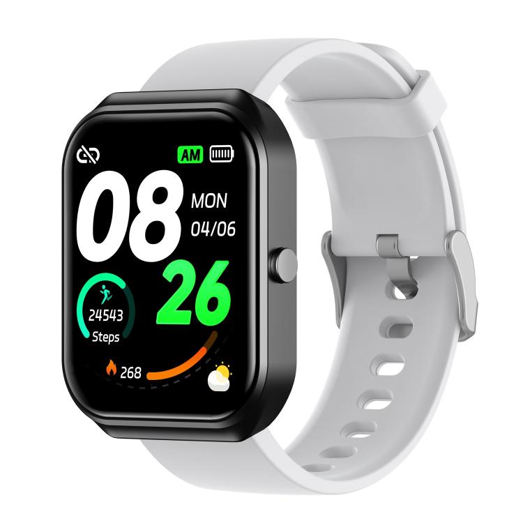 CX2 smart watch with black rectangular screen and white silicone strap