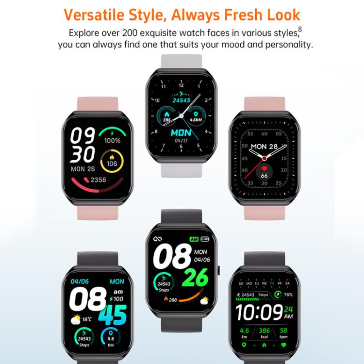 CX2 smart watch showing five different customizable digital watch faces