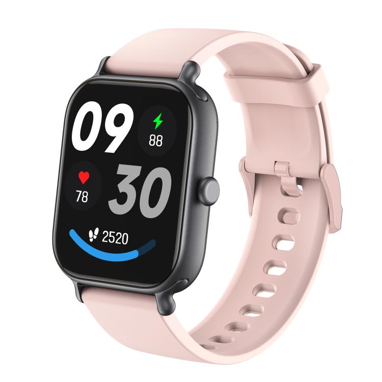 CX3 smart watch with a pale pink strap and dark metal case, front angled view