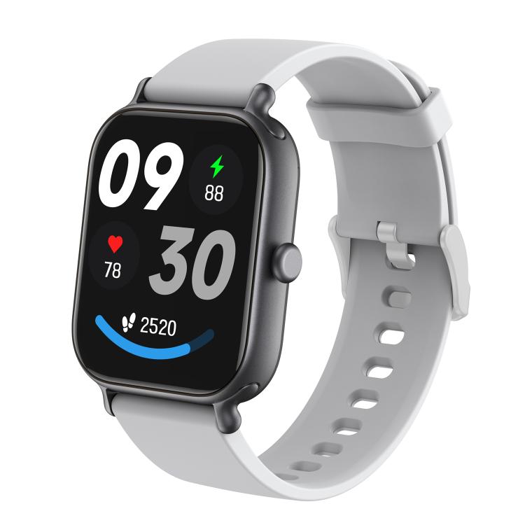 CX3 smartwatch with silver case, light gray strap, and health display