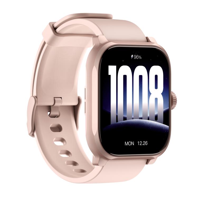 Pink GS12 smartwatch shown from the opposite side, with buckle and strap holes