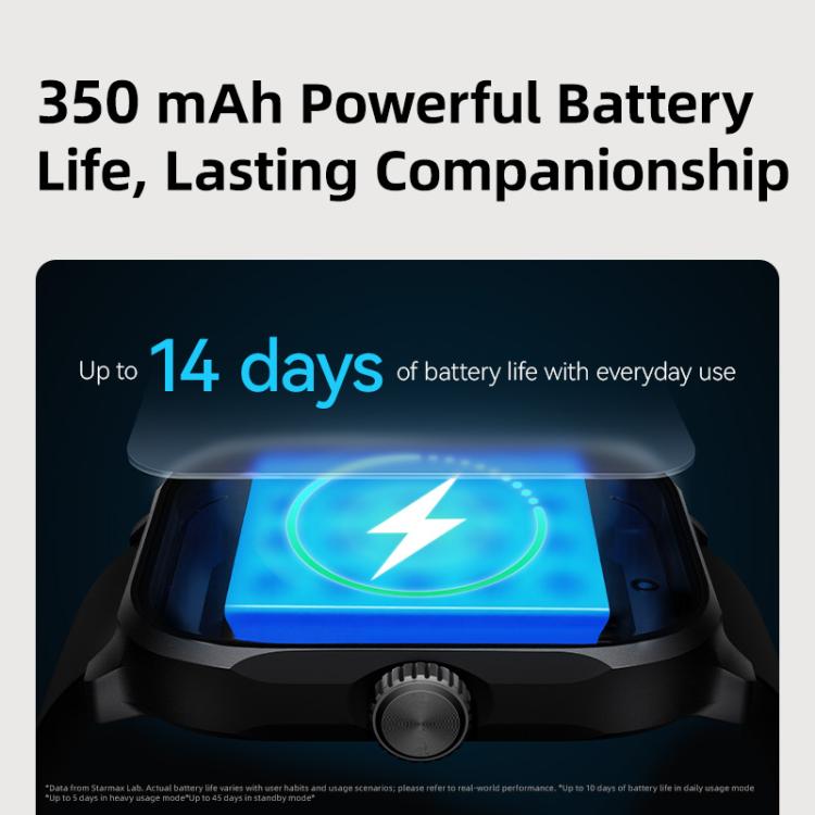 GS12 smartwatch close-up showing its battery graphic and side crown