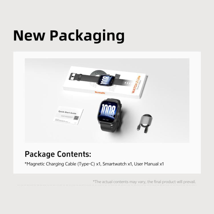 GS12 smartwatch package with watch, charging cable, and user manual